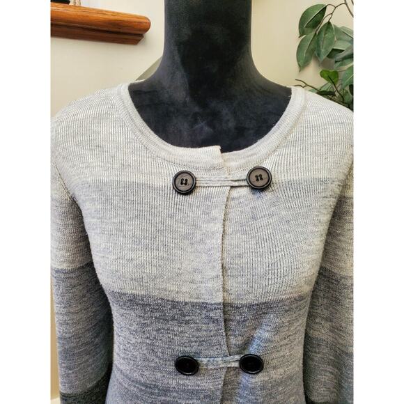 AVA Women's Gray Polyester Long Sleeve Buttons Front Knit Cardigan Sweater S - Picture 2 of 12